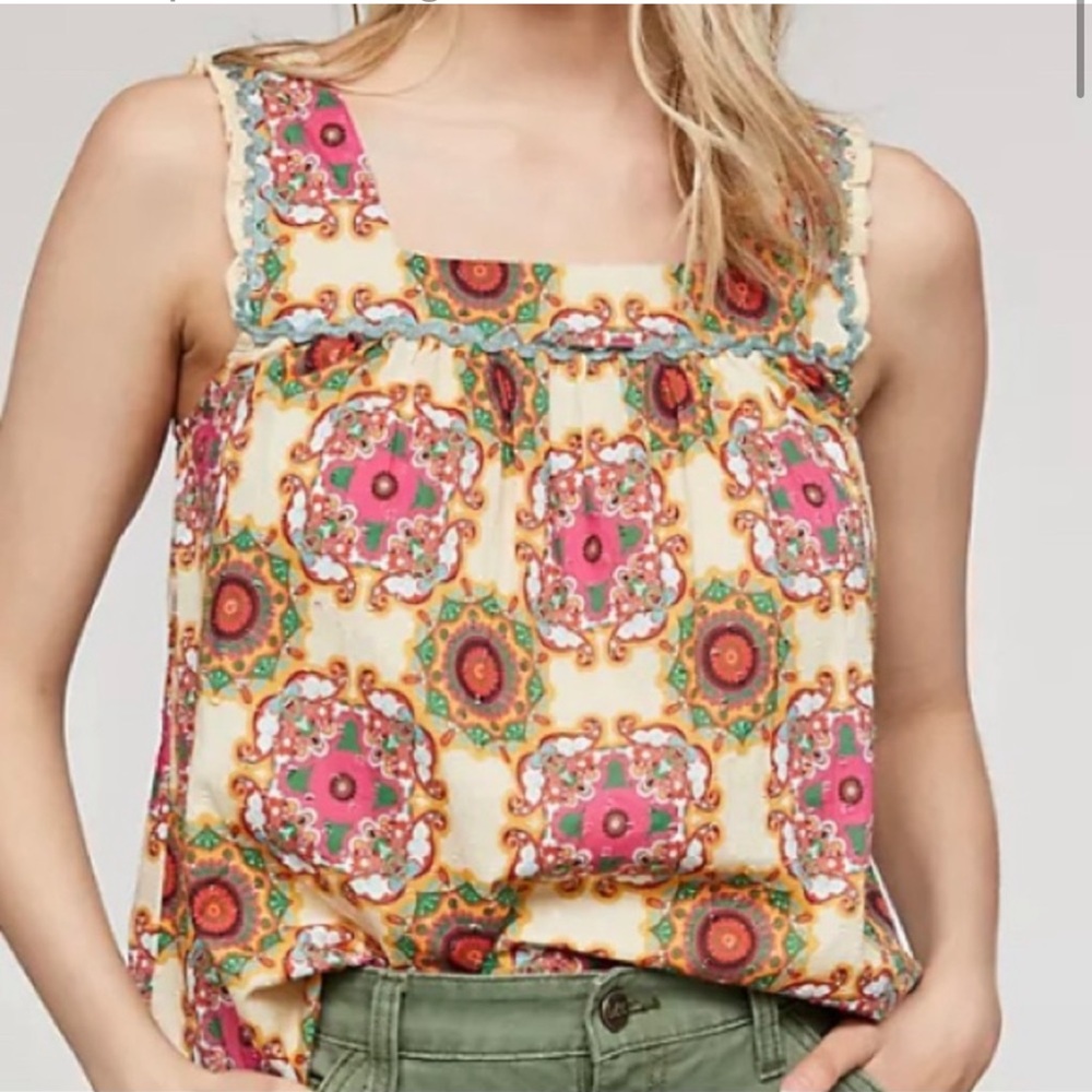 Anthropologie Multicolor Patterned Tank Top